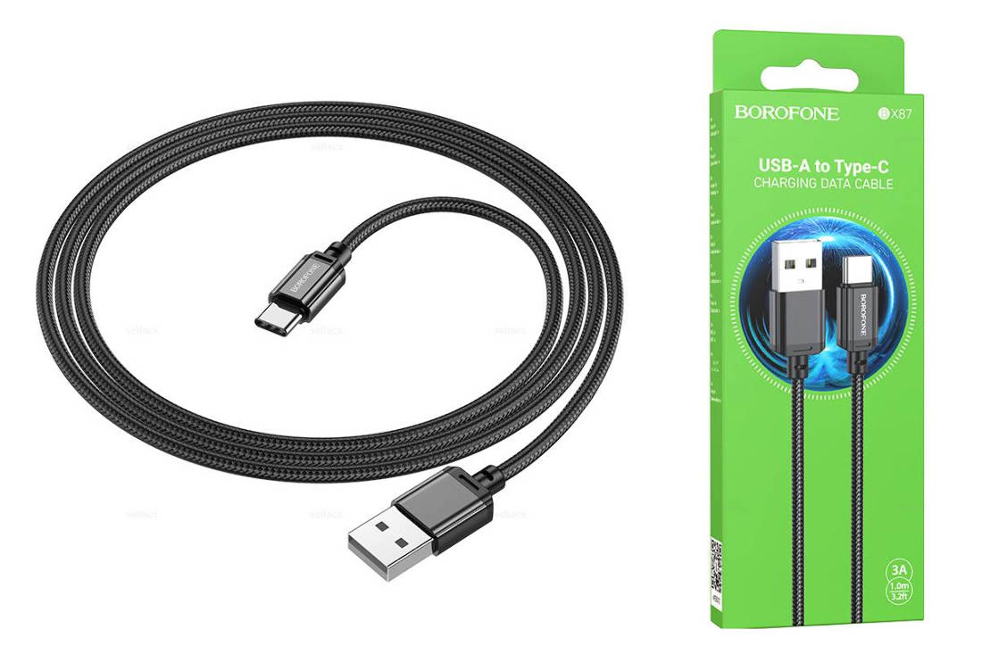 Кабель USB - USB Type-C BOROFONE BX87, 3A (черный) 1м