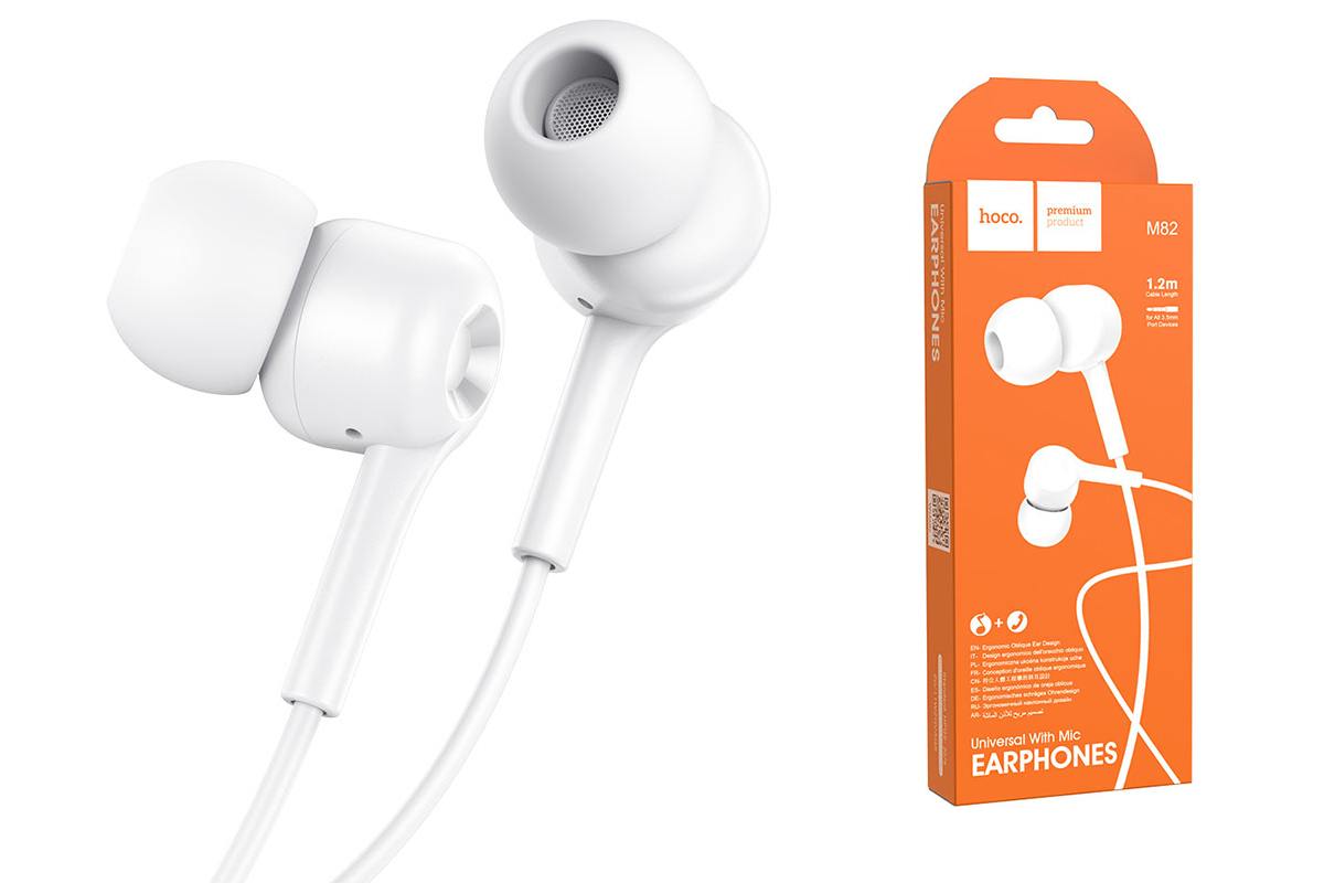 Наушники вакуумные проводные HOCO M82 La musique universal earphones  (белый) купить оптом в Екатеринбурге с доставкой по всей России