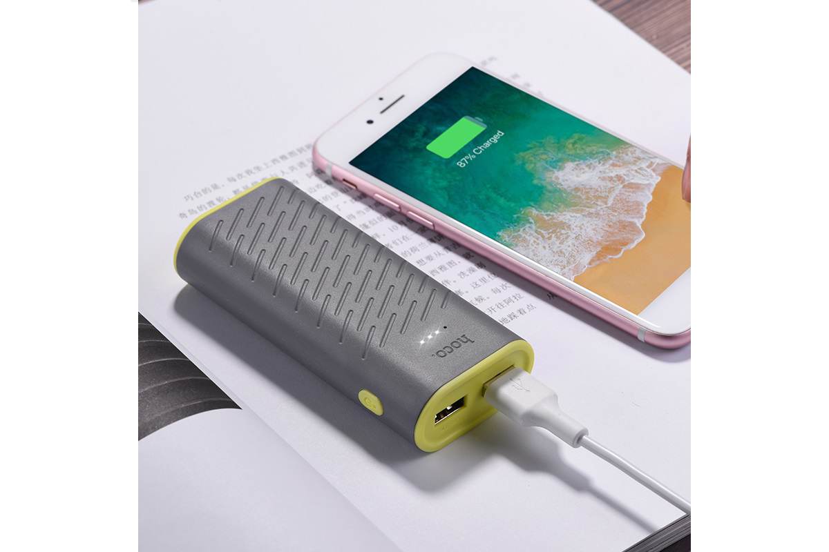 Универсальный дополнительный аккумулятор Power Bank HOCO B31C (5200 mAh)  (серый) купить оптом в Екатеринбурге с доставкой по всей России