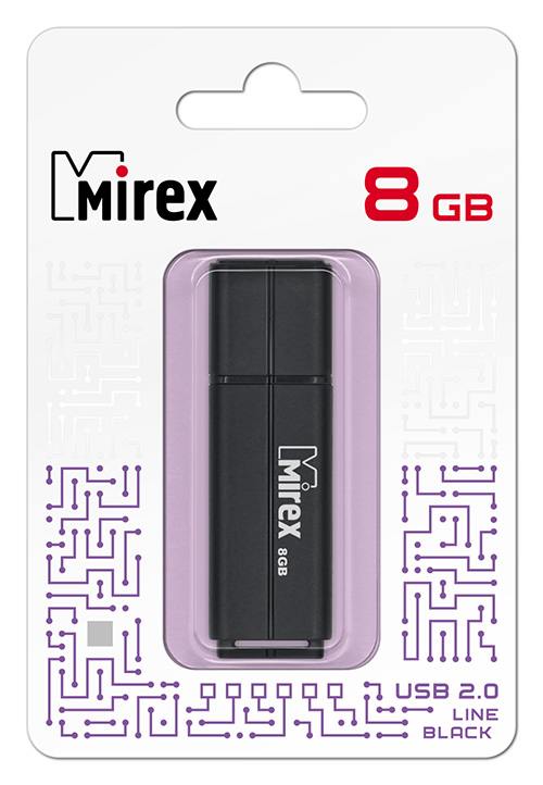 ФлешкаUSB2.0MirexLINEBLACK8GB(ecopack)