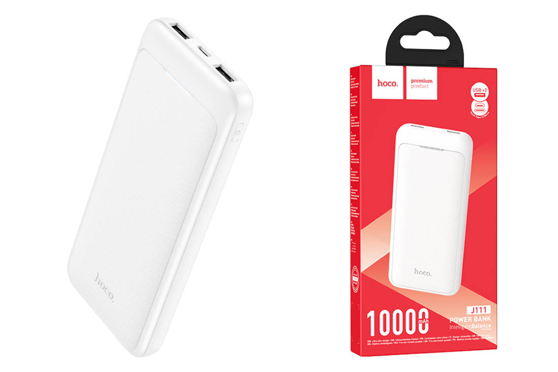 Универсальный дополнительный аккумулятор Power Bank HOCO J111 (10000 mAh)  (белый) купить оптом в Екатеринбурге с доставкой по всей России