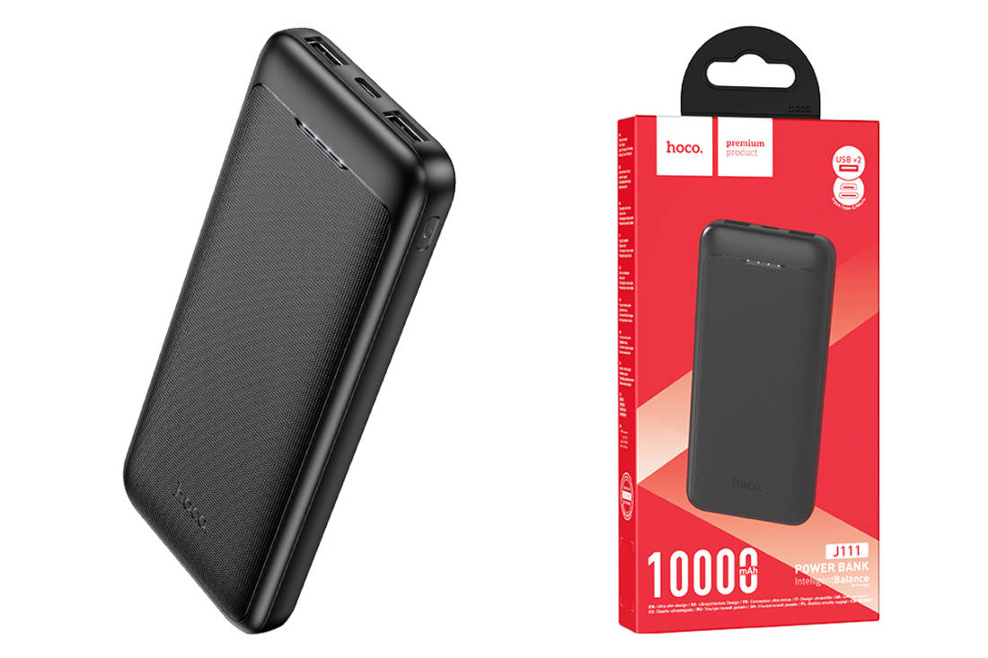 Универсальный дополнительный аккумулятор Power Bank HOCO J111 (10000 mAh)  (черный) купить оптом в Екатеринбурге с доставкой по всей России