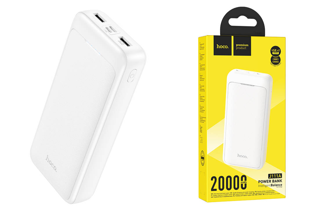 Универсальный дополнительный аккумулятор Power Bank HOCO J111A (20000 mAh)  (белый) купить оптом в Екатеринбурге с доставкой по всей России