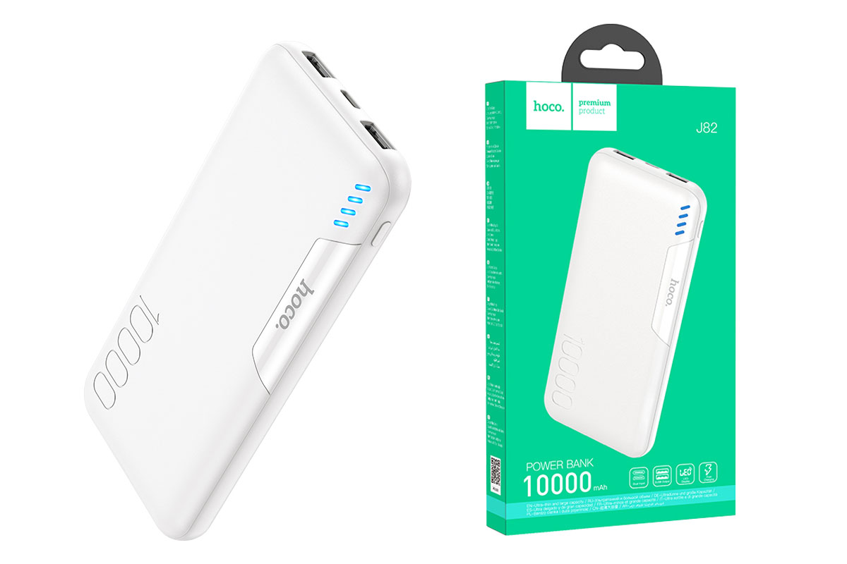 Универсальный дополнительный аккумулятор Power Bank HOCO J82 (10000 mAh)  (белый)