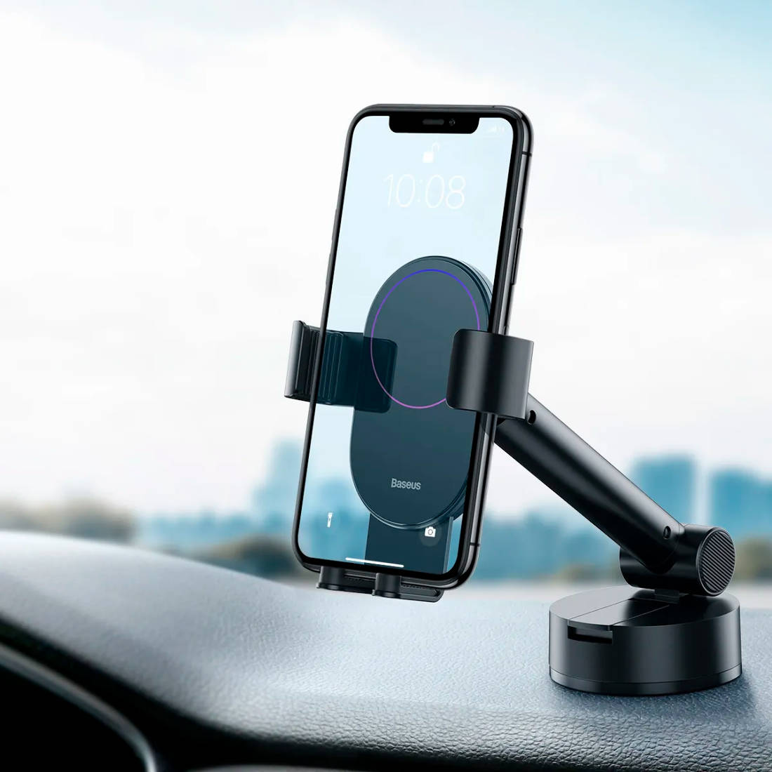 Держатель автомобильный для телефона BASEUS Simplism Gravity Car Mount  Holder, черный, на присоске купить оптом в Екатеринбурге с доставкой по  всей России