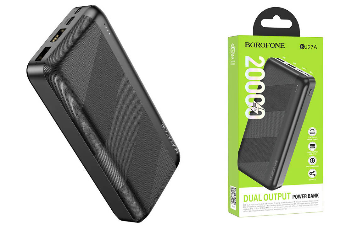 Универсальный дополнительный аккумулятор Power Bank BOROFONE BJ27A (20000  mAh) (черный)