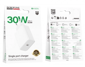Сетевое зарядное устройство USB-C BOROFONE BA107A PD 30W (белый)