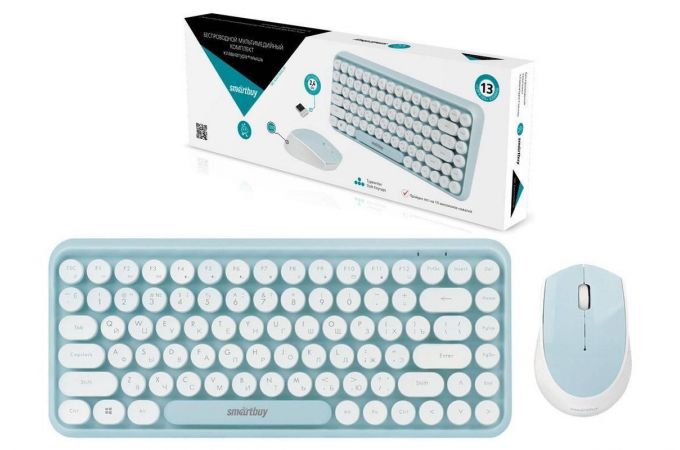 Комплект клавиатура+мышь беспроводной мультимедийный Smartbuy ONE 626376AG (мятно-белый)