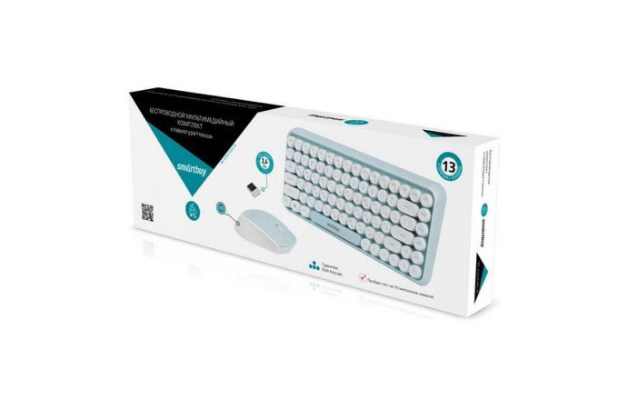 Комплект клавиатура+мышь беспроводной мультимедийный Smartbuy ONE 626376AG (мятно-белый)