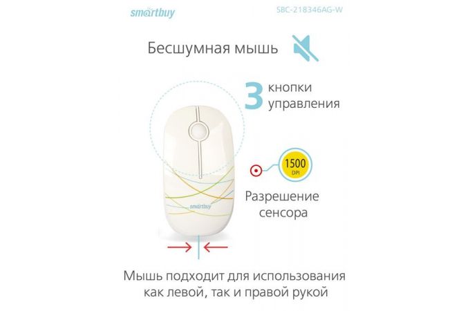 Комплект клавиатура+мышь беспроводной Smartbuy ONE (SBC-218346AG-W) (белый)