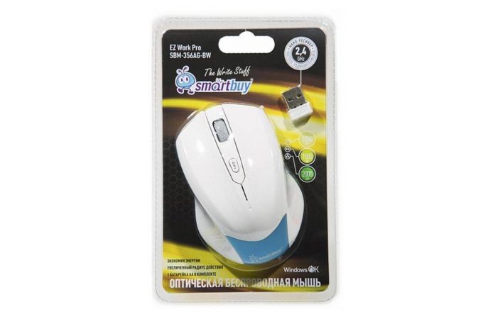 Мышь беспроводная Smartbuy ONE 356AG (SBM-356AG-BW) (бело-голубой)