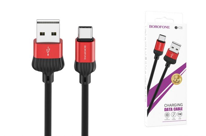 Кабель USB - USB Type-C BOROFONE BX28, 3A (красный) 1м
