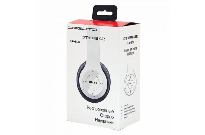 Наушники мониторные беспроводные Орбита OT-ERB42 FM,TF Bluetooth (красный)
