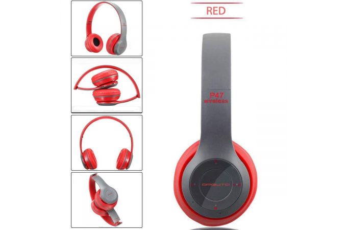 Наушники мониторные беспроводные Орбита OT-ERB42 FM,TF Bluetooth (красный)