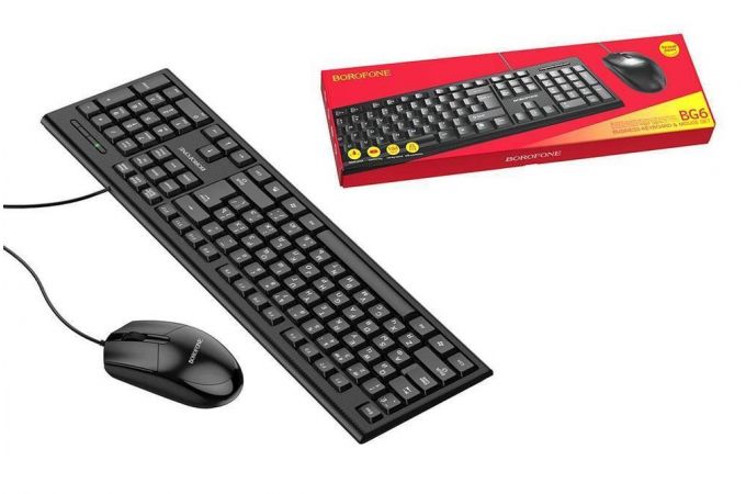 Комплект клавиатура+мышь проводной BOROFONE BG6 Business (Russian Version) USB (черный)
