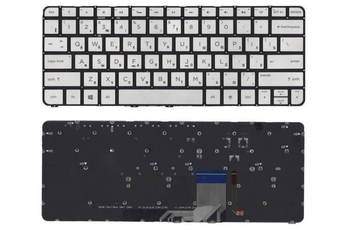 Клавиатура для ноутбука HP Spectre 13-3001ee 13-3001tu 13-3001xx серебристая с подсветкой