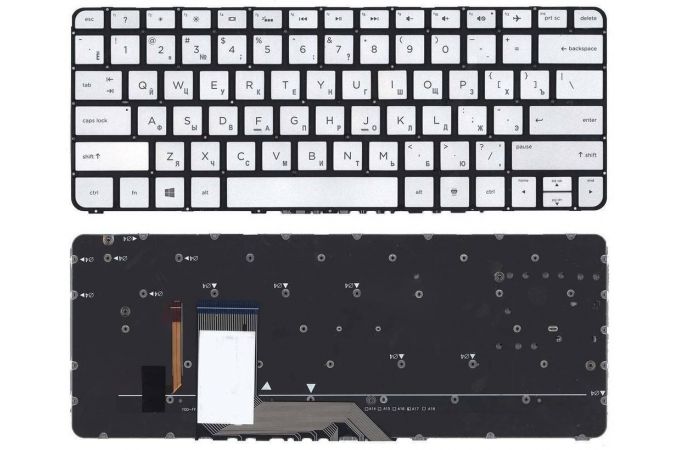 Клавиатура для ноутбука HP Spectre X360 13-4000 серебристая с подсветкой