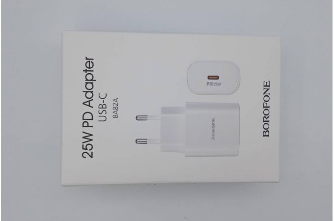 Сетевое зарядное устройство USB-C BOROFONE BA82A Platinum PD 25W (белый) (УЦЕНКА! МЯТАЯ УПАКОВКА)