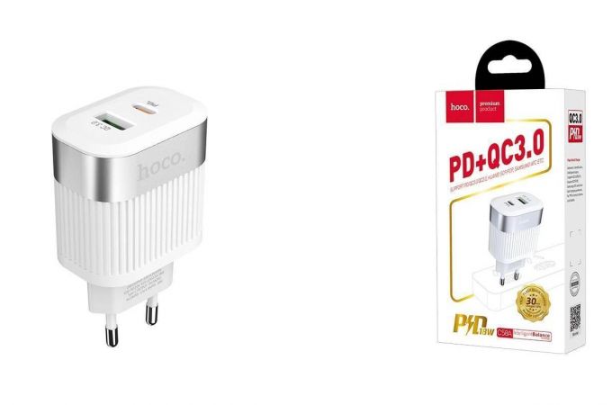 Сетевое зарядное устройство USB HOCO C58A Prominent PD+QC3.0 3000mAh (белый)