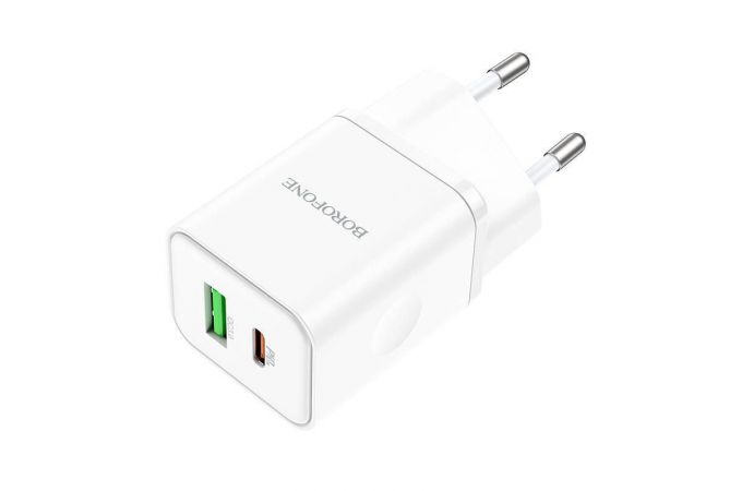Сетевое зарядное устройство USB + USB-C BOROFONE BN7 PD20W+ QC3.0 (белый)