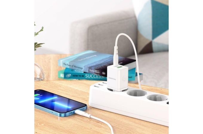 Сетевое зарядное устройство USB + USB-C BOROFONE BN7 PD20W+ QC3.0 (белый)