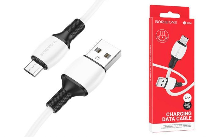 Кабель USB - MicroUSB BOROFONE BX84 2,4A (белый) 1м
