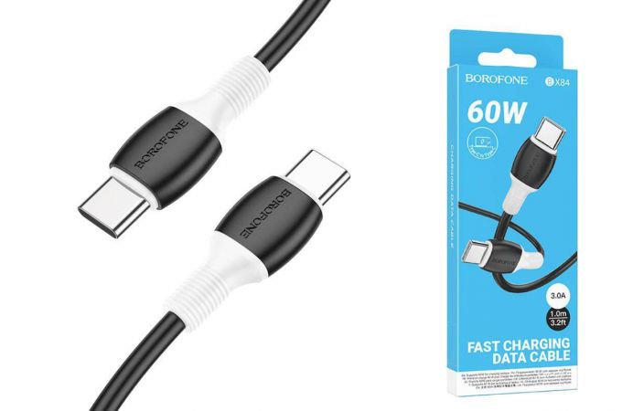 Кабель USB Type-C - USB Type-C BOROFONE BX84, PD60W (черный) 1м