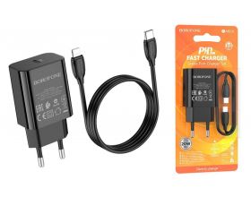 Сетевое зарядное устройство USB-C + кабель Type-C BOROFONE BA65A PD20W (черный)