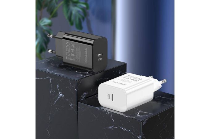 Сетевое зарядное устройство USB-C + кабель Type-C BOROFONE BA65A PD20W (черный)