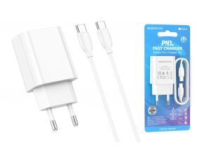 Сетевое зарядное устройство USB-C + кабель Type-C BOROFONE BA65A PD20W (белый)