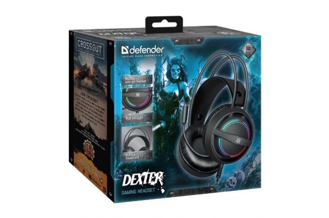 Гарнитура игровая Defender Dexter RGB / динамики 50 мм. / кабель2,2м