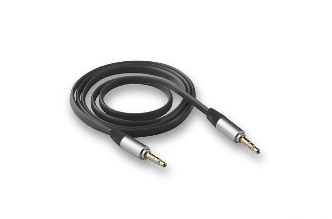 Кабель AUX аудио Walker 3.5 mm A-A WCA-051 плоский 1 м в пакете черный