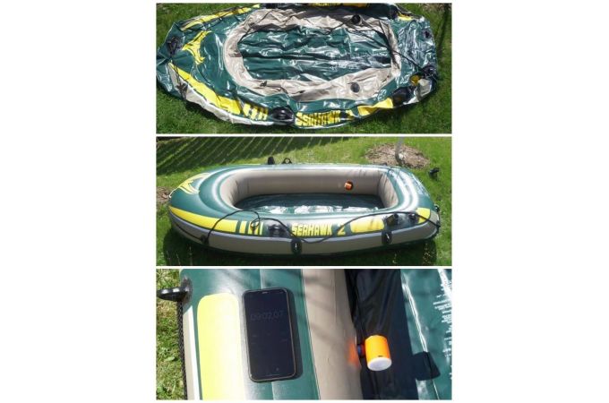 Портативный универсальный мини электрический насос помпа MicroNovelty (с фонариком)