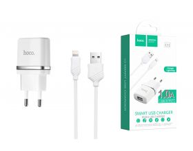 Сетевое зарядное устройство USB + кабель Lightning HOCO C11 1000 mAh(белый)