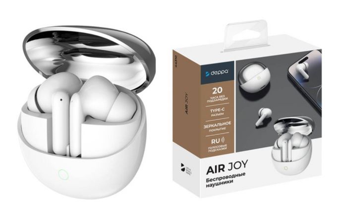 Bluetooth наушники Deppa (44310) Air Joy белые TWS, BT 5.3