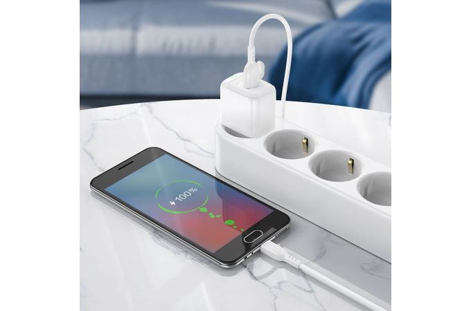Сетевое зарядное устройство USB + кабель MicroUSB BOROFONE BAS42A Potential QC3.0 (белый)