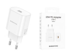 Сетевое зарядное устройство USB-C BOROFONE BA82A Platinum PD 25W (белый)