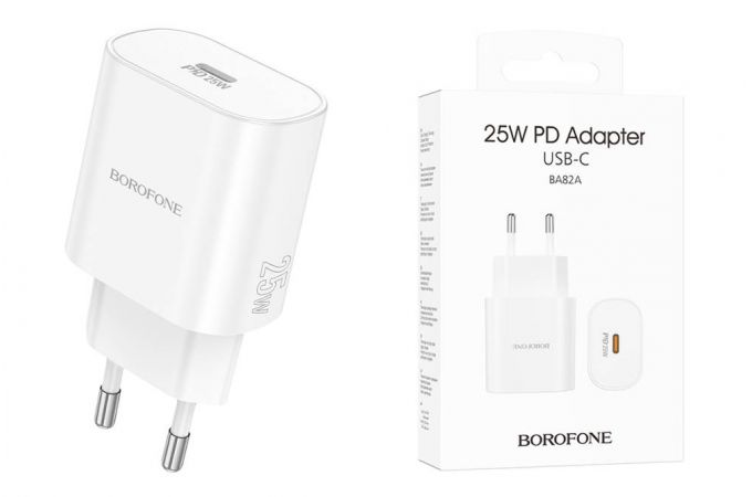 Сетевое зарядное устройство USB-C BOROFONE BA82A Platinum PD 25W (белый)