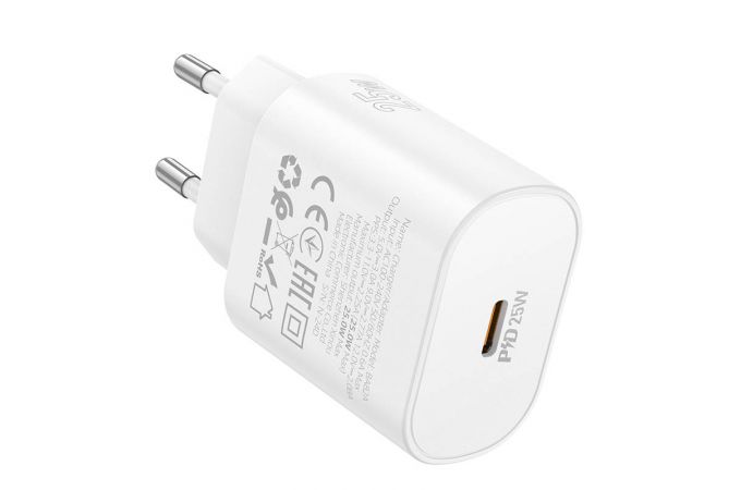 Сетевое зарядное устройство USB-C BOROFONE BA82A Platinum PD 25W (белый)