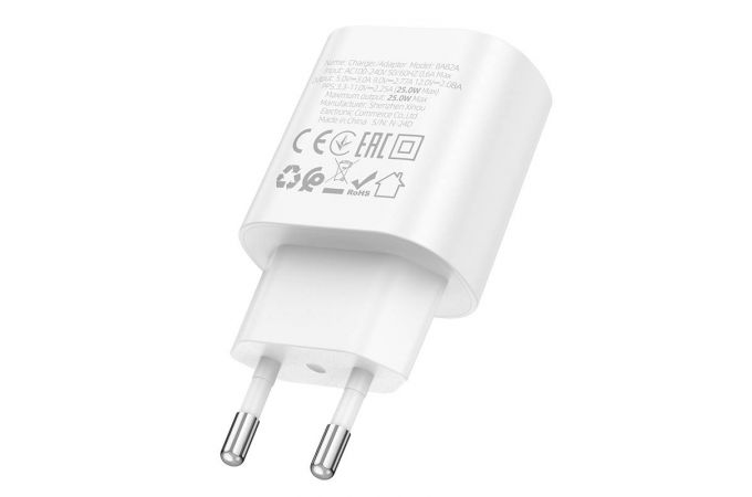 Сетевое зарядное устройство USB-C BOROFONE BA82A Platinum PD 25W (белый)