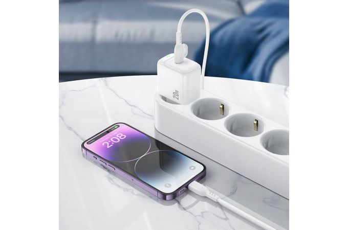 Сетевое зарядное устройство USB-C + кабель Lightning - Type-C BOROFONE BAS43A Potential PD20W (белый)