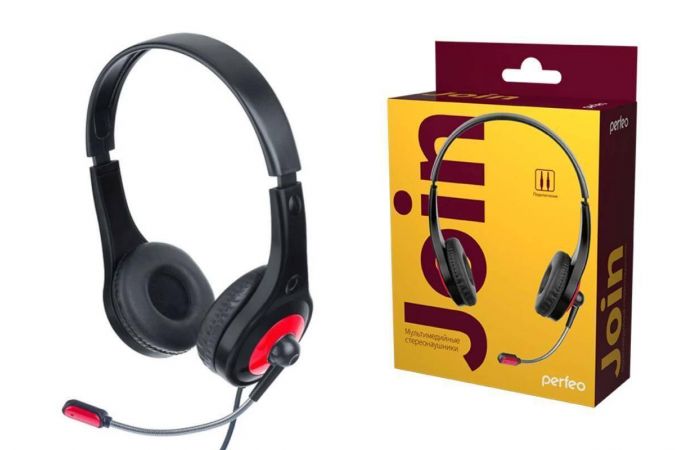 Наушники мониторные проводные с микрофоном Perfeo JOIN (черный)