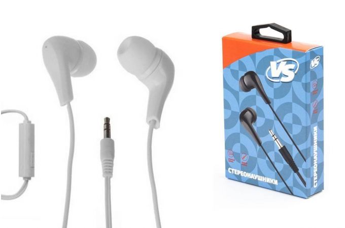 Наушники вакуумные проводные Perfeo VS с микрофоном VS-HSWH_B (белый)