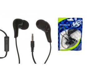 Наушники вакуумные проводные Perfeo VS с микрофоном VS-HSBK (черный)