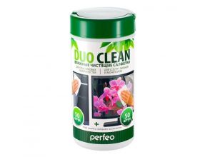 Чистящие салфетки Perfeo "Duo Clean", 50 для пластика и 50 для экранов, в тубе