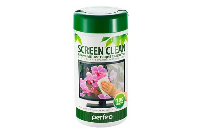 Чистящие салфетки Perfeo "Screen Clean", для LCD/TFT экранов и мониторов, в тубе, 100шт. PF-T/SC-100