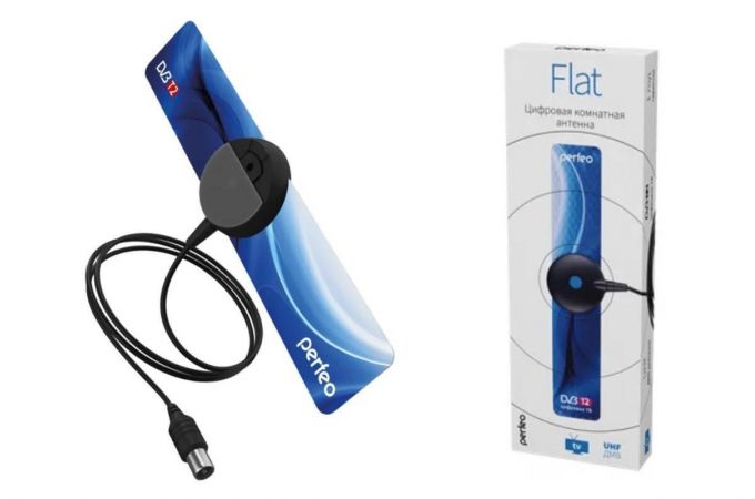 Антенна ТВ Perfeo "FLAT+", активная, встр. усилитель, DVB-T2 (PF-TV2169)(BAS-5111)