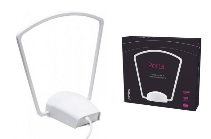 Антенна ТВ Perfeo "PORTAL", активная, встр. усилитель, блок питания, DVB-T2 (PF-TV2020)(BAS-5107)
