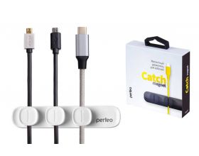 Органайзер для кабелей Perfeo Catch Magnet на 3 кабеля 2-4 мм магнитный (белый)