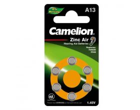 Батарейка часовая для слуховых аппаратов Camelion A13/6BL  ZincAir